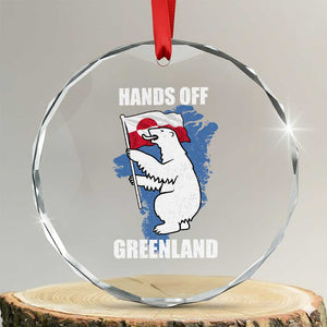 Hands Off Greenland Protest Crystal Glass Ornament Support Greenland Bear Holding Flag TS11 Transparent Glass 3'' Circle Print Your Wear