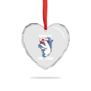Hands Off Greenland Protest Heart Crystal Glass Ornament Support Greenland Bear Holding Flag TS11 Print Your Wear