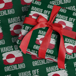 Hands Off Greenland Wrapping Paper Roll Distressed Flag Resist Political Protest TS02 Green Print Your Wear