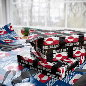 Hands Off Greenland Wrapping Paper Roll Distressed Flag Resist Political Protest TS02 Black Print Your Wear