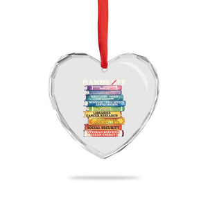 Hands Off Heart Crystal Glass Ornament Social Security And Medicare Protest Colorful Books - Print Your Wear