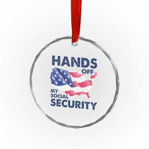 Hands Off My Social Security Crystal Glass Ornament Patriotic USA Retirement Protection American Flag TS02 Print Your Wear
