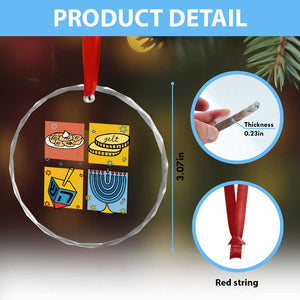 Hanukkah Crystal Glass Ornament Festival Of Lights Dreidel Menorah Candle Star Gift TS12 Print Your Wear