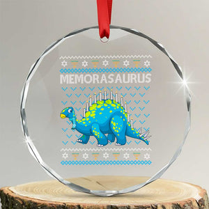Hanukkah Dinosaur Crystal Glass Ornament Menorasaurus Menorah Dino TS09 Transparent Glass 3'' Circle Print Your Wear