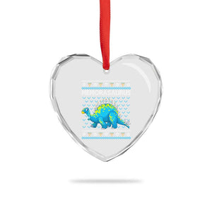 Hanukkah Dinosaur Heart Crystal Glass Ornament Menorasaurus Menorah Dino TS09 Print Your Wear