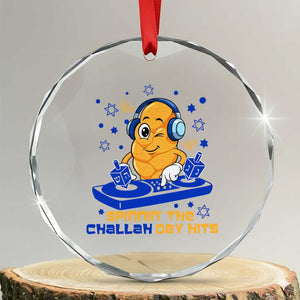 Hanukkah DJ Challah And Dreidel Crystal Glass Ornament Funny Jewish Gift TS12 Transparent Glass 3'' Circle Print Your Wear