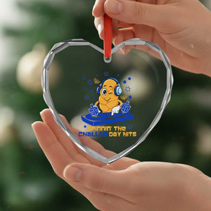 Hanukkah DJ Challah And Dreidel Heart Crystal Glass Ornament Funny Jewish Gift TS12 Print Your Wear