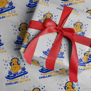 Hanukkah DJ Challah And Dreidel Wrapping Paper Roll Funny Jewish Gift TS12 White Print Your Wear