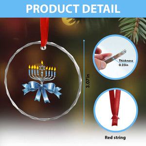 Hanukkah Menorah Jewish Coquette Bow Crystal Glass Ornament TS09 Print Your Wear