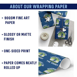 Happiest On The Court Wrapping Paper Roll Vintage Retro Tennis Girl Gift TS12 Print Your Wear