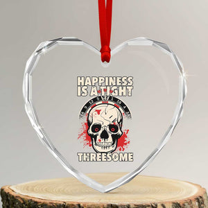 Happiness Is a Tight Threesome Heart Crystal Glass Ornament Gothic Dart Player Gift TS12 Transparent Glass 3'' Heart Print Your Wear