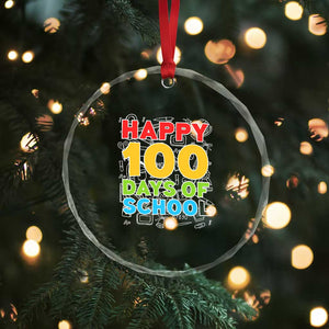 Happy 100 Days of School Crystal Glass Ornament Cute Celebration Gift for Teachers and Kids