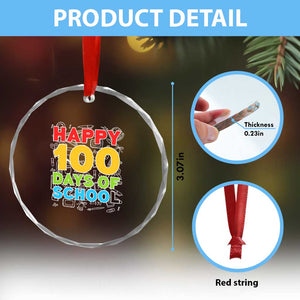 Happy 100 Days of School Crystal Glass Ornament Cute Celebration Gift for Teachers and Kids