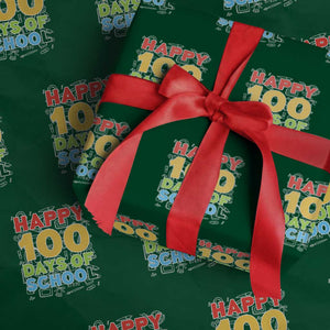 Happy 100 Days of School Wrapping Paper Roll Cute Celebration Gift for Teachers and Kids