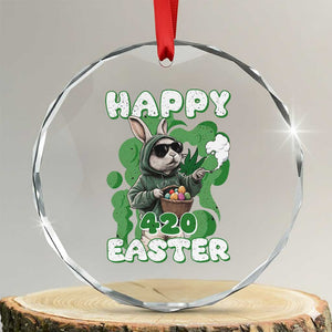Happy 420 Easter Crystal Glass Ornament Funny Smoking Easter Bunny TS02 Transparent Glass 3'' Circle Print Your Wear