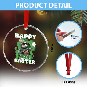 Happy 420 Easter Crystal Glass Ornament Funny Smoking Easter Bunny TS02 Print Your Wear