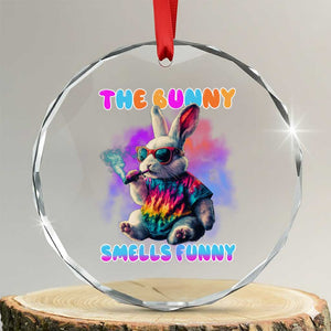 Happy 420 Easter Crystal Glass Ornament Funny Smoking Easter Bunny Smells Funny Easter TS10 Transparent Glass 3'' Circle Print Your Wear