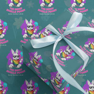 Happy 420 Easter Wrapping Paper Roll The Bunny Smells Funny TS02 Teal Print Your Wear