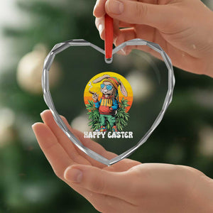 Happy 420 Easter Heart Crystal Glass Ornament Funny Bunny Smoking Weed TS02 Print Your Wear