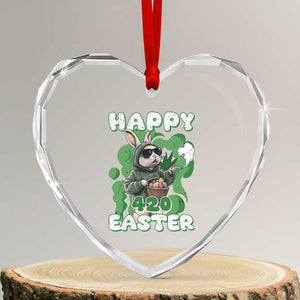 Happy 420 Easter Heart Crystal Glass Ornament Funny Smoking Easter Bunny TS02 Transparent Glass 3'' Heart Print Your Wear