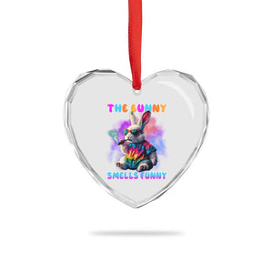 Happy 420 Easter Heart Crystal Glass Ornament Funny Smoking Easter Bunny Smells Funny Easter TS10 Print Your Wear