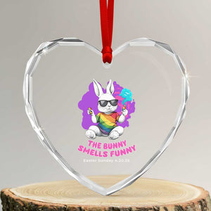 Happy 420 Easter Heart Crystal Glass Ornament The Bunny Smells Funny TS02 Transparent Glass 3'' Heart Print Your Wear