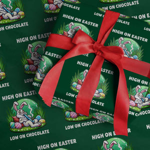 Happy 420 Easter Wrapping Paper Roll Funny Bunny Marijuana Cannabis Weed TS02 Green Print Your Wear