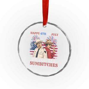 Happy 4th of July To All You Sumbitches Country Humor Crystal Glass Ornament Vintage Southern Cowboy Patriotic Graphic TS02 Print Your Wear