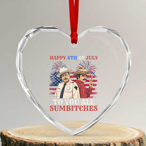Happy 4th of July To All You Sumbitches Country Humor Heart Crystal Glass Ornament Vintage Southern Cowboy Patriotic Graphic