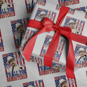 Happy 4th of July To All You Sumbitches Funny Sheriff Patriotic Graphic Wrapping Paper Roll Retro Movie Quote Inspo Country Humor