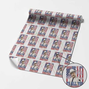 Happy 4th of July To All You Sumbitches Funny Sheriff Patriotic Graphic Wrapping Paper Roll Retro Movie Quote Inspo Country Humor