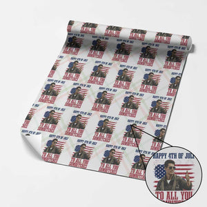 Happy 4th of July To All You Sumbitches Patriotic Graphic Wrapping Paper Roll Funny Fighter Pilot Retro Action Movie Humor Inspo