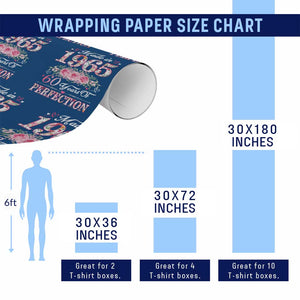 Happy 60th Birthday Floral Wrapping Paper Roll Made In 1965 60 Years of Perfection TS02 Print Your Wear