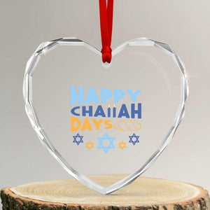 Happy Challah Days Heart Crystal Glass Ornament Hanukkah Holiday Gift TS12 Transparent Glass 3'' Heart Print Your Wear