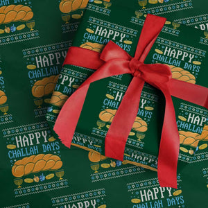 Happy Challah Days Wrapping Paper Roll Ugly Hanukkah Food Lover Gift TS12 Green Print Your Wear