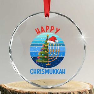 Happy Chrismukkah Crystal Glass Ornament Menorah Candle Christmas Tree Holiday Jewish Gift TS12 Transparent Glass 3'' Circle Print Your Wear