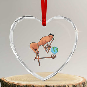 Happy Earth Day Heart Crystal Glass Ornament Funny Marcus The Worm Eco Friendly TS14 Transparent Glass 3'' Heart Print Your Wear