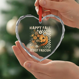 Happy Fall Resist Fascism Heart Crystal Glass Ornament Halloween Fall Pumpkin TS11 Print Your Wear