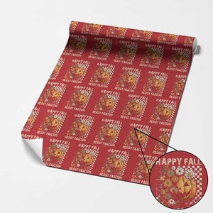Happy Fall Resist Fascism Wrapping Paper Roll Halloween Fall Pumpkin TS11 Red Print Your Wear