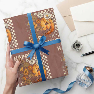 Happy Fall Resist Fascism Wrapping Paper Roll Halloween Fall Pumpkin TS11 Mocha Print Your Wear