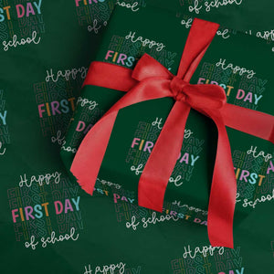 Happy First Day of School Wrapping Paper Roll Positive Vibe Teacher and Student Gift