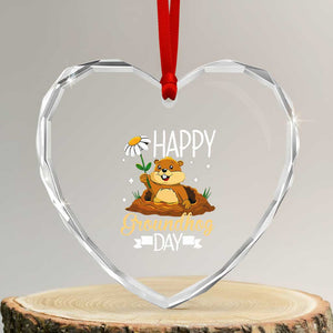 Happy Groundhog Day Heart Crystal Glass Ornament Punxsutawney Phil Groundhog Lover TS02 Transparent Glass 3'' Heart Print Your Wear
