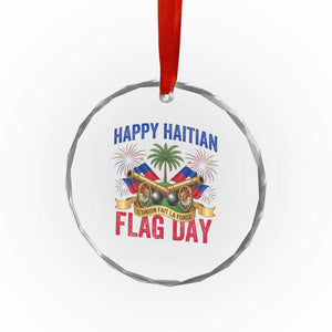 Happy Haitian Flag Day Celebration Graphic Crystal Glass Ornament May 18 National Pride Haiti Heritage TS02 Print Your Wear
