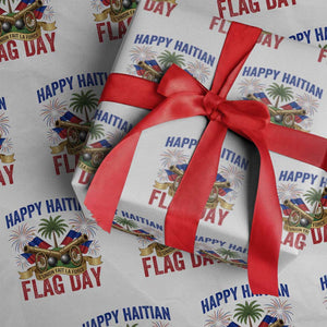 Happy Haitian Flag Day Celebration Graphic Wrapping Paper Roll May 18 National Pride Haiti Heritage TS02 White Print Your Wear