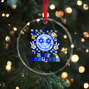 Happy Hanukkah Crystal Glass Ornament Groovy Star Of David Smile Face Chanukah Pajama TS10 Print Your Wear