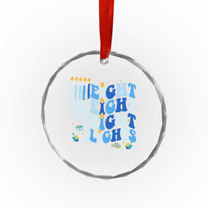 Happy Hanukkah Crystal Glass Ornament Retro Groovy Eight Nights and Eight Lights TS10 Print Your Wear