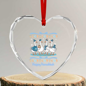 Happy Hanukkah Heart Crystal Glass Ornament Funny Silly Goose Chanukah TS14 Transparent Glass 3'' Heart Print Your Wear
