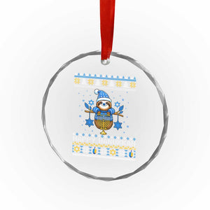 Happy Hanukkah Ugly Sweater Crystal Glass Ornament Funny Sloth Carrying Menorah Jewish Gift TS12 Print Your Wear
