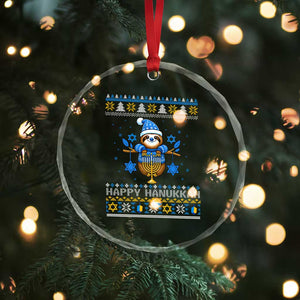 Happy Hanukkah Ugly Sweater Crystal Glass Ornament Funny Sloth Carrying Menorah Jewish Gift TS12 Print Your Wear
