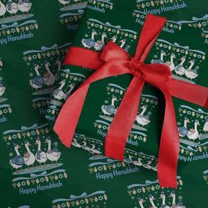 Happy Hanukkah Wrapping Paper Roll Funny Silly Goose Chanukah TS14 Green Print Your Wear